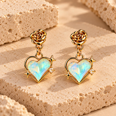 Aurora Heart Korean Dangle Earrings