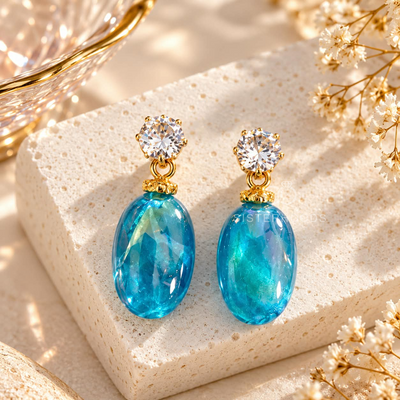 Clear Accent Korean Dangle Earrings
