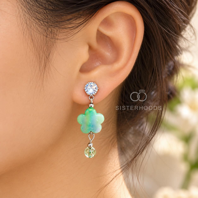 Faceted Accent Korean Dangle Earrings