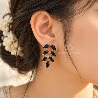 Faceted Leaf Festival Stud Earrings