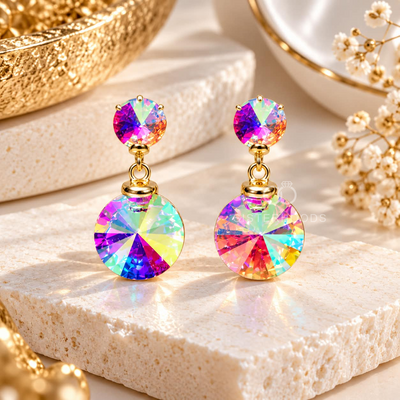 Mosaic Round Korean Dangle Earrings