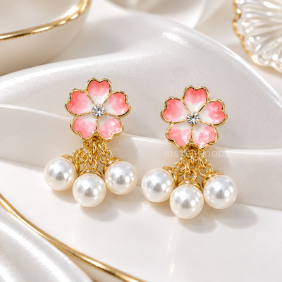 Pearl Cascade College Dangle Earrings
