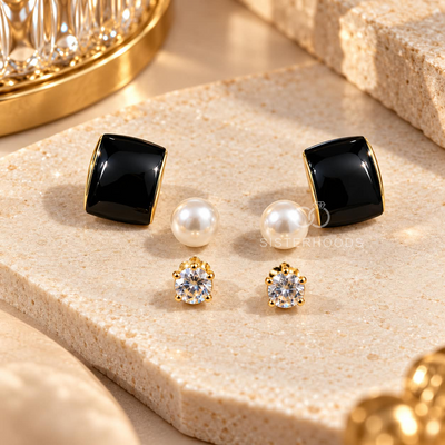 Pearl Crystal Office Stud Earring