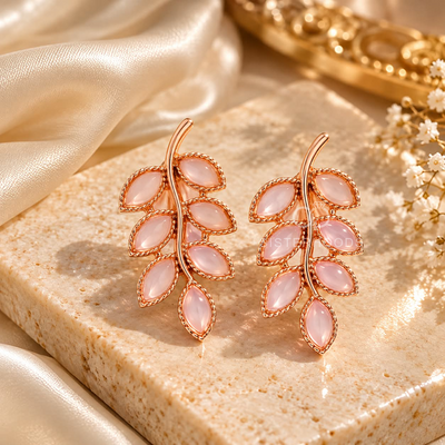Pink Leaf Festival Stud Earrings