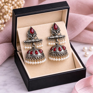 German Silver & Oxidised Earrings