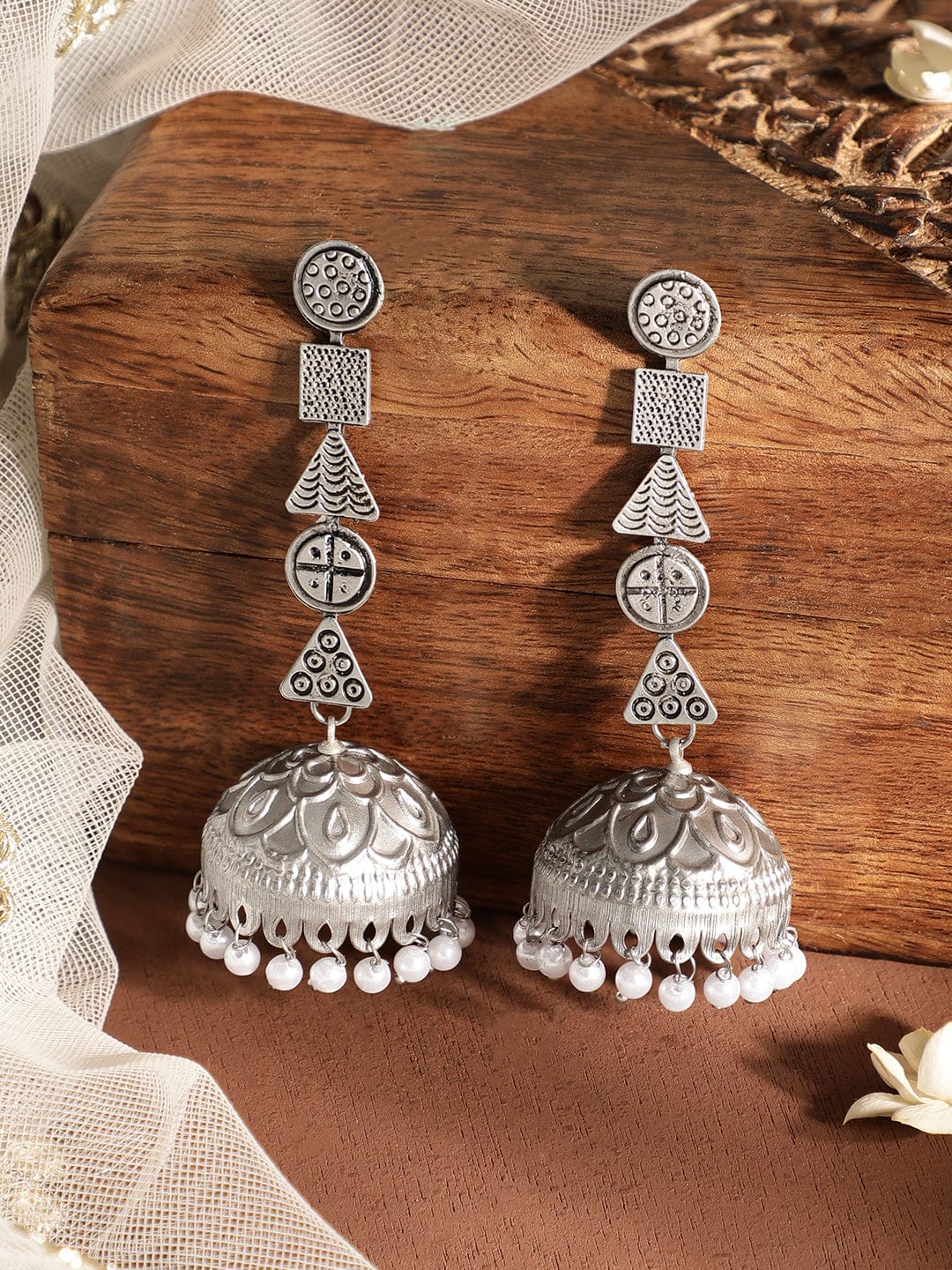 German Silver & Oxidised Earrings