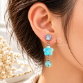 Turquoise flower dangle earring with sparkling round accents | SISTERHOODS-SHA256:21fcf1a696b0a2f535c7b286df65806bc8365dedfa3cd7a1f9ae31671f38a62a