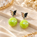 Butterfly earrings with glossy lime green round drops | SISTERHOODS-SHA256:2262311a1879581c3e9e7ae5bddb5222eac6d50e6e988fa5ac91f9ec45176425