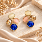 Multicolour cluster stud earrings with blue, pink, cream and amber-toned faceted details | SISTERHOODS-SHA256:dea2c5950626db7907b9a4db4b59199150f1dddec3ba5415dc3861c1aac21973