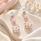 Multicolour Korean dangle earrings with sparkling studs, pink beads and floral-inspired round charms | SISTERHOODS-SHA256:33de0316818913b0ff427559de659061ba10feacf666c3b824a4193da9a2b427