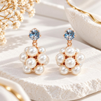 White pearl cluster dangle earring with a sparkling crystal accent | SISTERHOODS-SHA256:9fd97553065219979a887f3a97b37c8c9558c7ee5bde2e63862b85faab0f08a3