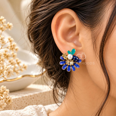 Facet Floral Antitarnish Stud Earrings