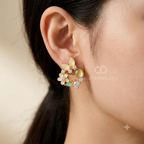 Multicolour floral stud earrings with yellow, green and clear accents | SISTERHOODS-SHA256:cef2c77f24816a47e56fb9dc009ffa27e298e35eb4b7e717979263817c71d41d