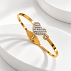 Gold-tone cuff bracelet with sparkling heart and round accents | SISTERHOODS-SHA256:00b3ee0527acb8c50f7d16b0fa7be48f1a6626f5e0db1dc70688690bcc78feba