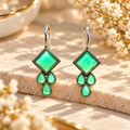 Green geometric dangle earrings with square and teardrop accents | SISTERHOODS-SHA256:6a8e208d4bd403540cdb6c77bab911d1b7a106d4b1a12e1d1b644365fa7107b9