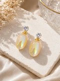 Pale-yellow iridescent oval dangle earrings with clear faceted studs and gold-tone details | SISTERHOODS-SHA256:2f49060289fd517e7bb858d194d6bd89486f6dd15aed0f34d7aba9f0c89c90b8