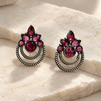 Berry-toned floral oxidized circle dangle earring | SISTERHOODS-SHA256:622850c2dcdfb07aad075ab5f202bcb495e733e5a98a0c3b2675bc799fc22ab9