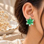 Glossy green floral stud earrings with gold-tone outlines | SISTERHOODS-SHA256:47fccb2da14c4c0f8fa1e8ac9ada08b5ac470086ff8300d685b0d8e67bdba38c