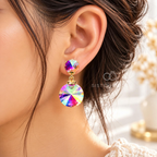 Round multicolour faceted dangle earrings with gold-tone details | SISTERHOODS-SHA256:62021095b40ba10a4a5b5a930a7e2de05d489f5a84de1702cb53c7a91560ece6