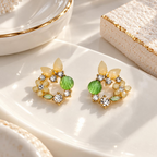 Multicolour floral cluster stud earring with green accent and sparkling details | SISTERHOODS-SHA256:1701a345233016e337ddcc6ad954c6961226511ed7c475104d499430f5e3bca0