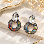 Multicolour circular dangle earring with a clear teardrop accent | SISTERHOODS-SHA256:2c75c532025da66287f9afad1d3d82404e946dc8701b637c9d3b660b5f70c1c1