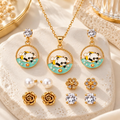 Colourful panda pendant necklace with matching panda earrings jewellery set | SISTERHOODS-SHA256:670661f26b4dac2ace3c8d6a4929bbf163abe3bae4467810523cc3b7d33863e4