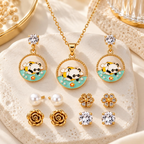 Colourful panda pendant necklace with matching panda earrings jewellery set | SISTERHOODS-SHA256:670661f26b4dac2ace3c8d6a4929bbf163abe3bae4467810523cc3b7d33863e4