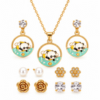 Colourful panda pendant necklace with matching panda earrings jewellery set | SISTERHOODS-SHA256:eeb88b32c6a6e464a48329ddc90ecf8195f2c0296f907becc8374df63025631f