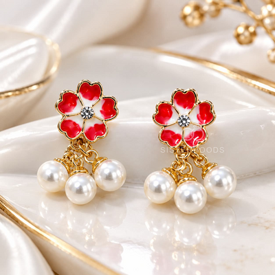 Pearl Cluster College Drop Earrings