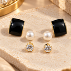 Set of black, pearl and crystal stud earrings | SISTERHOODS-SHA256:18e14de88be05ee0933173d43340a6346320511b0e119d81bcf580d58fa55e5d