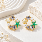 Multicolour pearl and starfish-inspired stud earring with sparkle accents | SISTERHOODS-SHA256:266400d7e09c39597e05aa06e96f9f83aef490f8e1a401240a2655764c068922