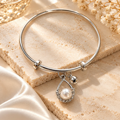 Pearl Teardrop Charm Adjustable Bracelet
