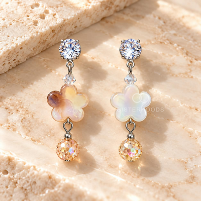 Petal Cascade Korean Dangle Earrings