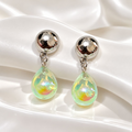 Silver-tone Korean dangle earrings with iridescent mint teardrop charms | SISTERHOODS-SHA256:7bb33b75fe7563a4018f398f166b6f87dd641cf5c5716e20592821bb406a547a