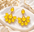 Yellow floral dangle earrings with faceted teardrop accents | SISTERHOODS-SHA256:b30b8dc448c4a94ce6b13df04579f415cff37e459cbf4109c38cbe2171b80d65
