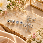 Silver ball, sparkle and bow stud earrings set | SISTERHOODS-SHA256:639903e8d0224cb1044fcc7e89c80baf5148ef22377a04a271cae0dcc504fc2b