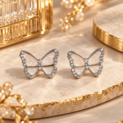 Sparkle Border Office Stud Earrings
