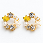 Gold-tone statement earrings with pearls, seashells, starfish and sparkling accents | SISTERHOODS-SHA256:81b50365a69c66104d2692239211889011975dfcab3b4d790ac80d08a52fec66